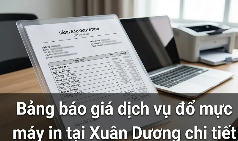 Bảng báo giá dịch vụ đổ mực máy in tại Xuân Dương chi tiết