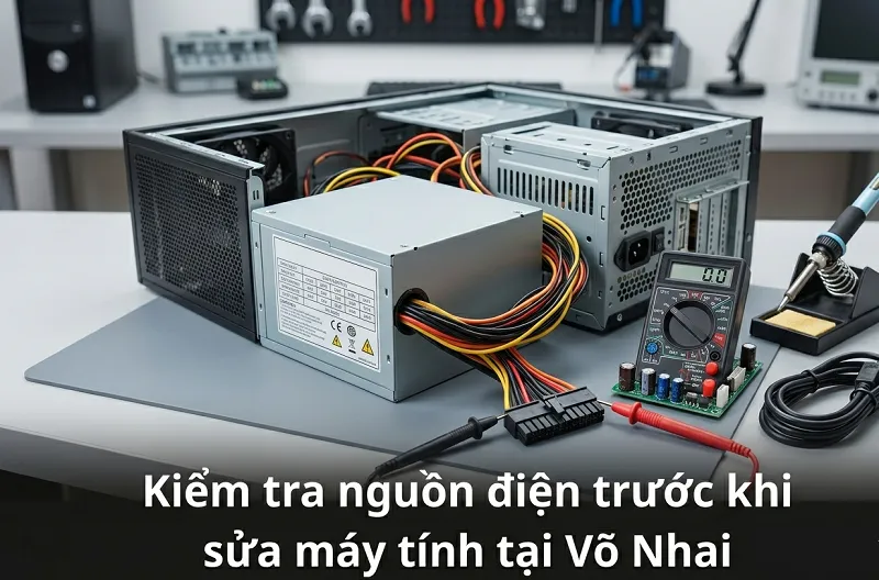 Kiểm tra nguồn điện trước khi sửa máy tính