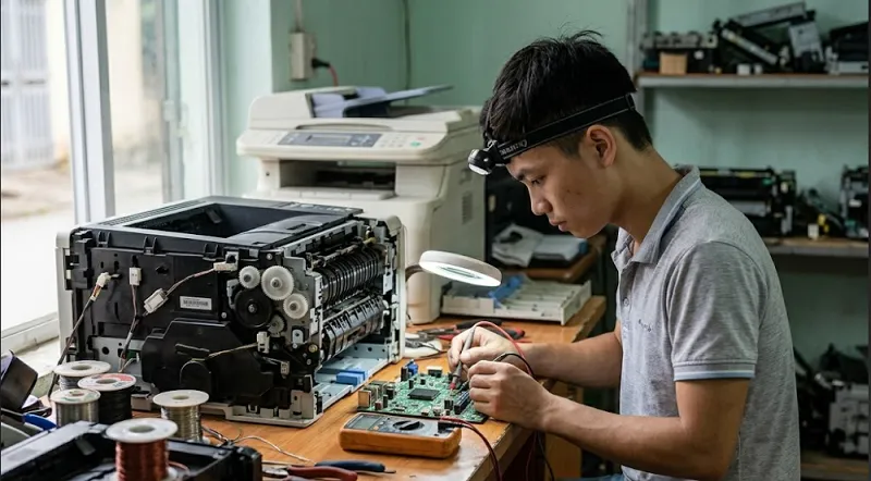 Quy trình sửa máy in tại Vạn Phú của Hoàng Hà
