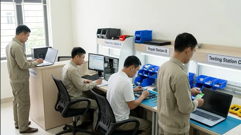 Quy trình sửa máy tính tại Đức Xuân của Hoàng Hà chuyên nghiệp