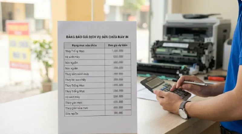 Bảng báo giá chi tiết dịch vụ sửa máy in tại Trần Phú