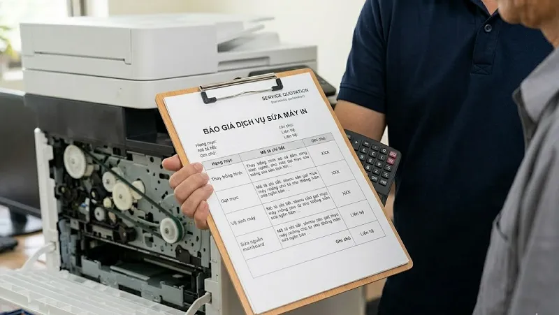 Bảng báo giá dịch vụ sửa máy in tại Ba Bể