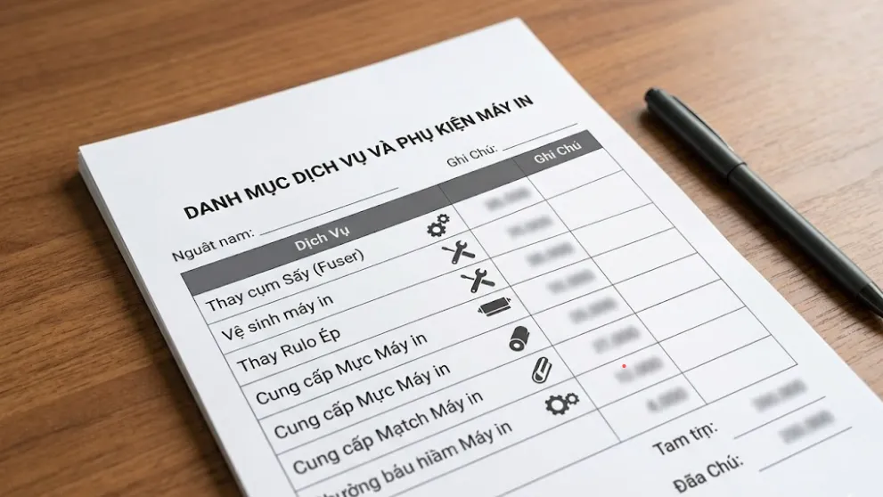 Bảng báo giá dịch vụ sửa máy in tại Chợ Rã chi tiết