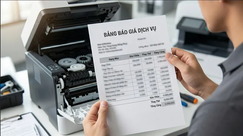Bảng báo giá dịch vụ sửa máy in tại Hiệp Lực