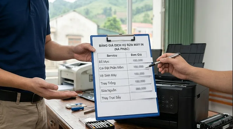 Bảng báo giá dịch vụ sửa máy in tại Nà Phặc chi tiết